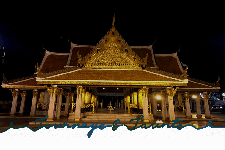 Temple at night in Bangkok Thailand