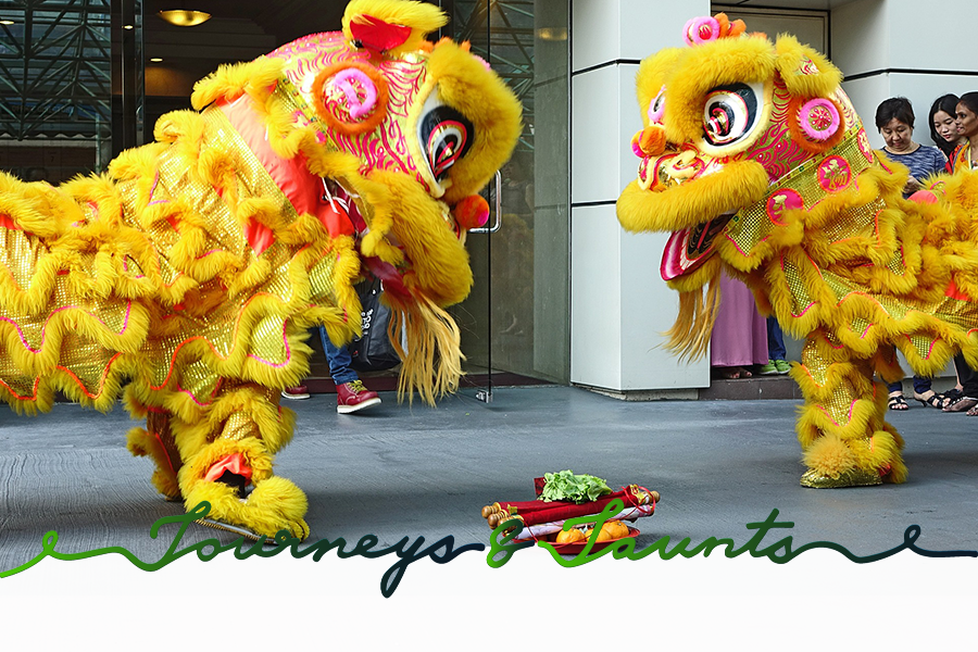 Lion dance for Mid-Autumn Festival in China